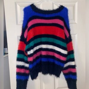 XL FUZZY STRIPPED SWEATER
